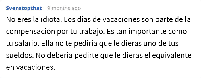 Esta mujer sin hijos se negó a darle 6 de sus días de vacaciones a una compañera de trabajo con 3 hijos, generando un conflicto en la oficina