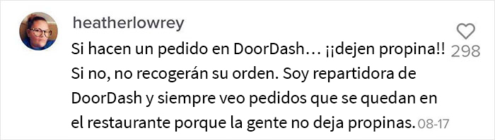 Esta repartidora de DoorDash reveló cómo afectan las propinas en la hora de entrega de un pedido de comida, y mostró una orden de McDonald’s que tardó 1 hora en ser recogida