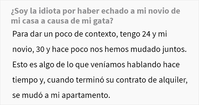 Esta mujer pregunta si fue una idiota por echar a su novio de su apartamento al descubrirlo hablándole de mala manera a su gata