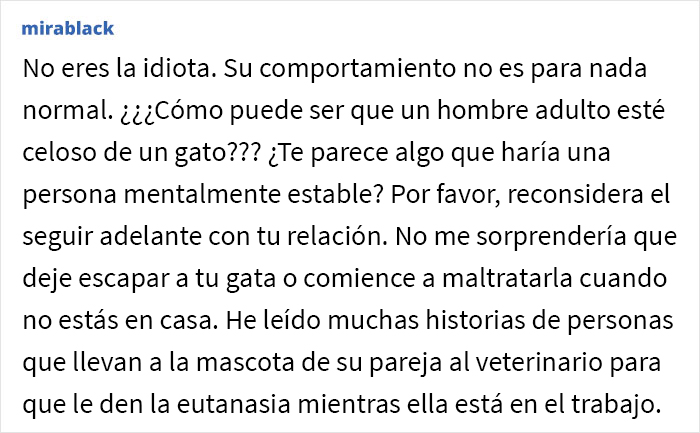 Esta mujer pregunta si fue una idiota por echar a su novio de su apartamento al descubrirlo hablándole de mala manera a su gata