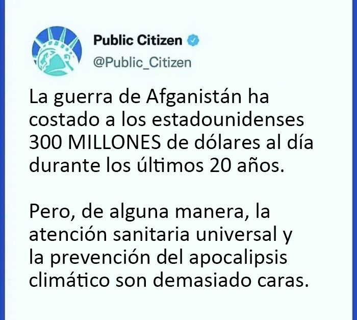 La guerra de Afganistán ha costado a los estadounidenses 300 millones al día durante los últimos 20 años