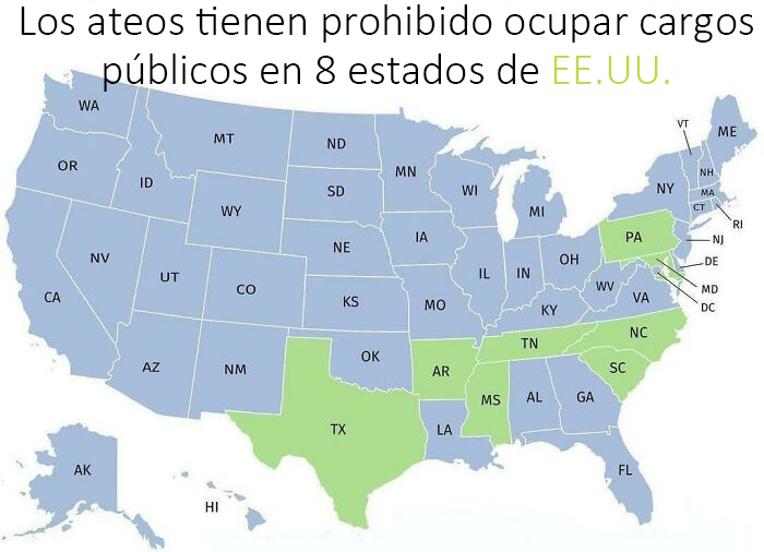 Los ateos tienen prohibido ocupar cargos públicos en 8 estados de EE.UU.