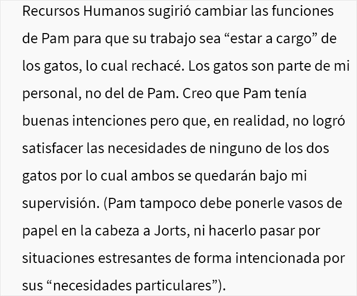 Este hombre hizo llorar a su compañera de trabajo por llamar “tonto” a uno de los gatos de la oficina, y el problema acaba involucrando a RR.HH