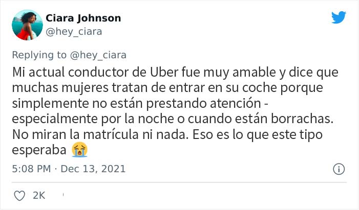 Una mujer tuitea la historia de cómo comprobar la matrícula de un conductor de Uber la salvó de una posible trata de personas