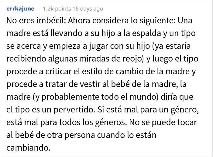 Este padre pregunta si se equivocó por hacer llorar a una mujer que le decía cómo debía limpiar y vestir a su bebé