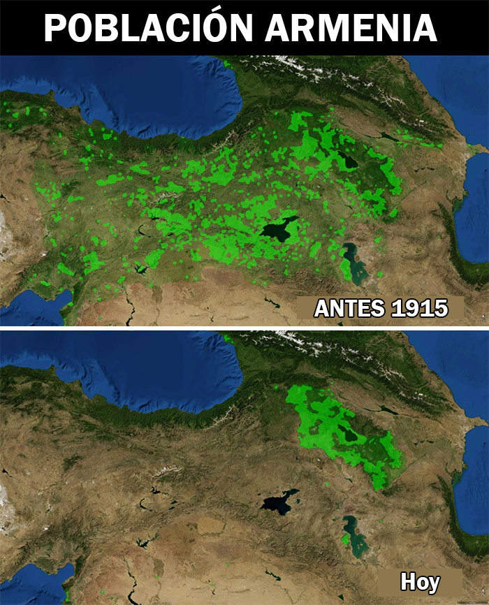 Un mapa que visualiza el genocidio armenio, iniciado hace 106 años