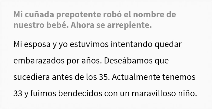 Esta cuñada robó el nombre de un bebé por rencor y se arrepintió tras ver la reacción de los padres