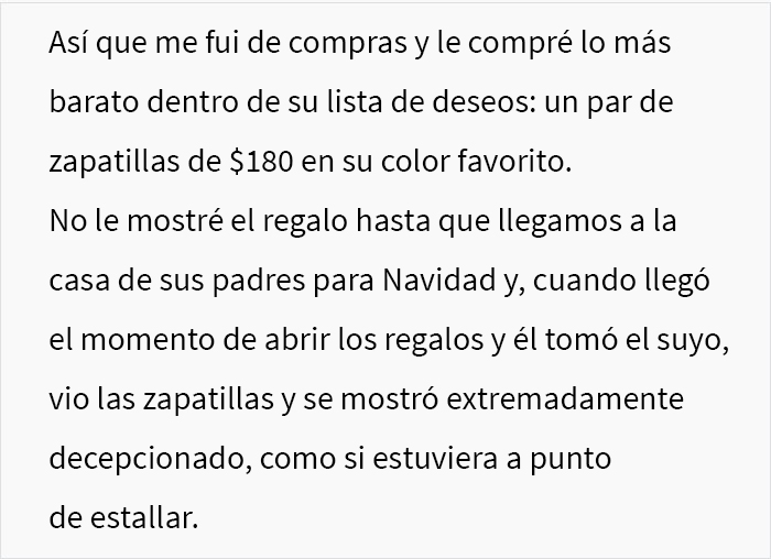 Este hombre se enfureció con su esposa frente a su familia porque ella había comprado los regalos más baratos de la lista y le dijo que había arruinado la Navidad