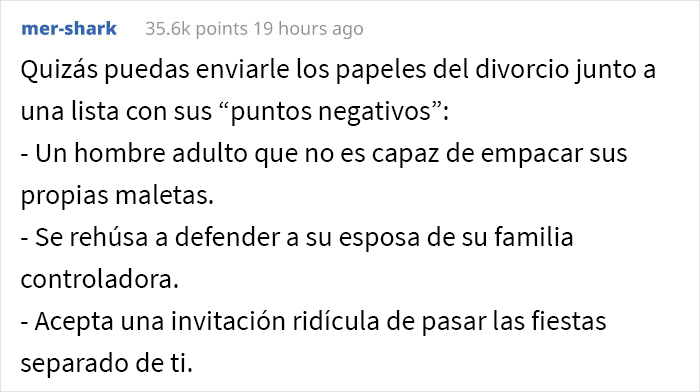 Esta mujer no fue invitada a la fiesta de Navidad de la familia de su esposo debido a sus “puntos negativos” del año anterior, y el drama comenzó cuando no empacó las maletas de su esposo