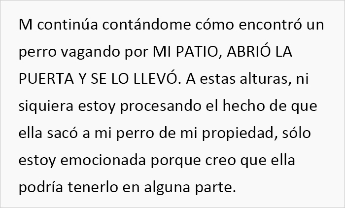 Esta vecina se coló en el patio de una mujer y se llevó su perro para regalárselo a una amiga, pero se molesta cuando la dueña va a recuperarlo