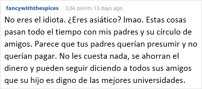 Este hombre 23 años deja de hablar a sus padres tras descubrir que pagan la educación de su hermana cuando no pagaron la suya