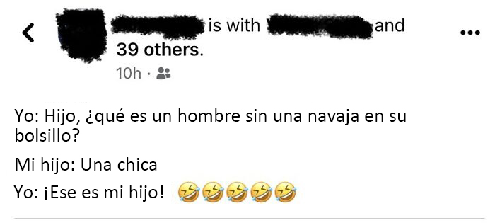 Mi padre publicó esta conversación que tuvo con mi hermano de 8 años. Luego etiquetó a 40 personas para asegurarse de que a todos les gusta su sexismo ¿?