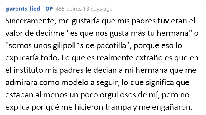 Este hombre 23 años deja de hablar a sus padres tras descubrir que pagan la educación de su hermana cuando no pagaron la suya