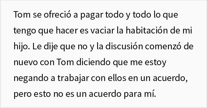 Esta mujer se niega a echar a su hijo de su habitación para usarla como cuarto para el bebé que exigen su hija y yerno
