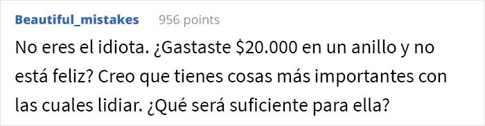 “¿Soy idiota por comprarle a mi prometida un diamante fabricado en un laboratorio y negarme a cambiarlo por una piedra natural?”