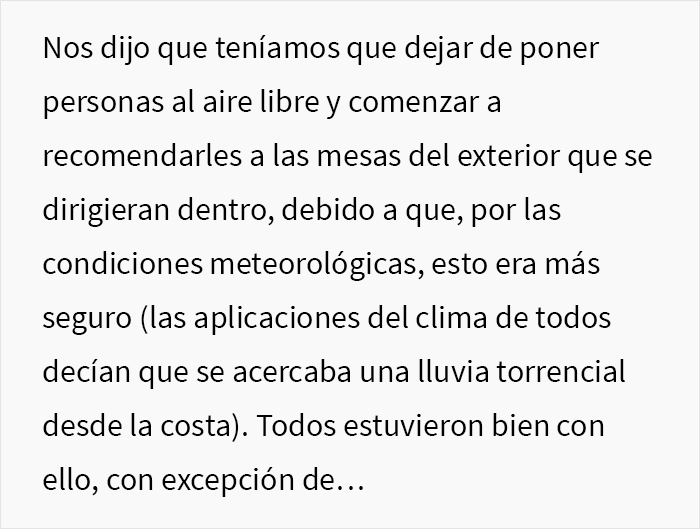 Esta grosera Karen no escuchó las advertencias del camarero sobre la lluvia e hizo que todo su grupo perdiera la mesa