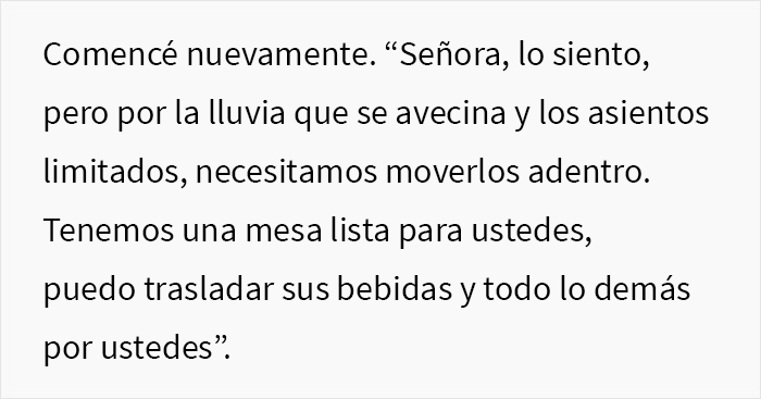 Esta grosera Karen no escuchó las advertencias del camarero sobre la lluvia e hizo que todo su grupo perdiera la mesa