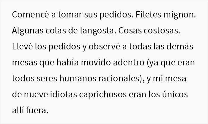 Esta grosera Karen no escuchó las advertencias del camarero sobre la lluvia e hizo que todo su grupo perdiera la mesa