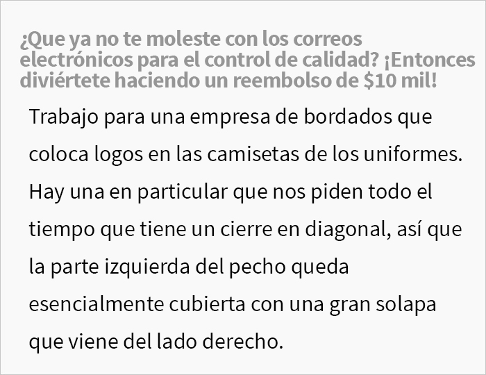 Esta bordadora "molestó" a la gerente con emails de control de calidad, y terminó costando 10000$ a la empresa