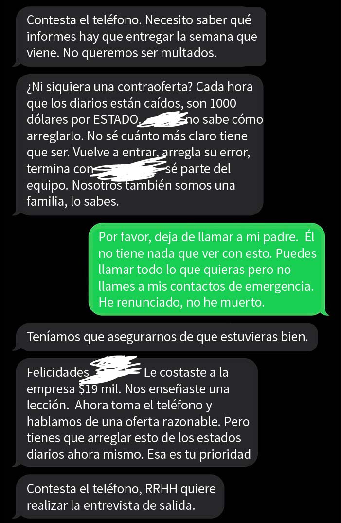 Un empleado renuncia porque la empresa le niega las vacaciones, el jefe le ruega que vuelva cuando el negocio empieza a perder dinero