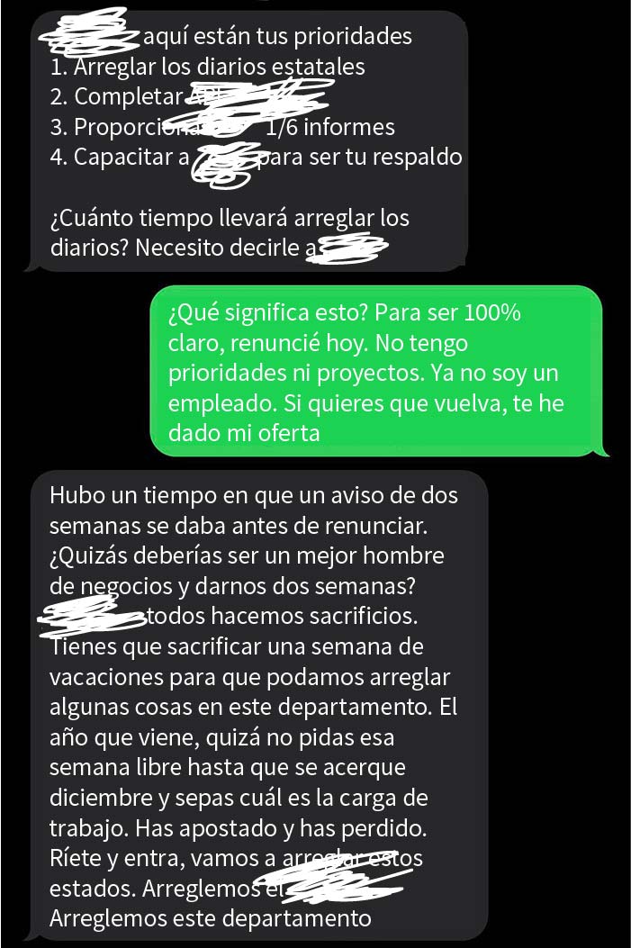 Un empleado renuncia porque la empresa le niega las vacaciones, el jefe le ruega que vuelva cuando el negocio empieza a perder dinero