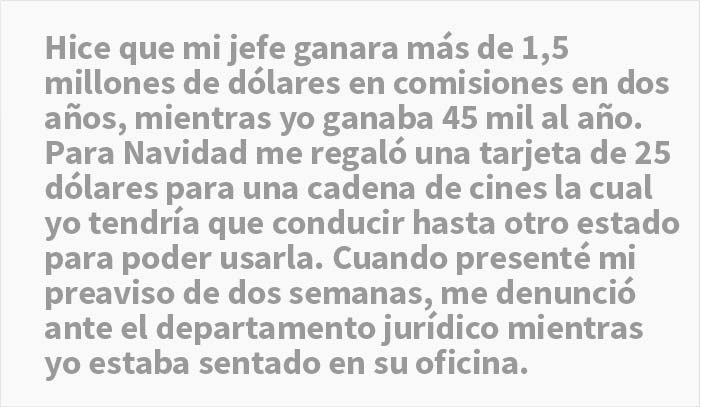 Este empleado dejó su trabajo por uno mejor, pero su jefe intentó acosarlo para evitarlo, hasta que recibió amenazas de la otra empresa