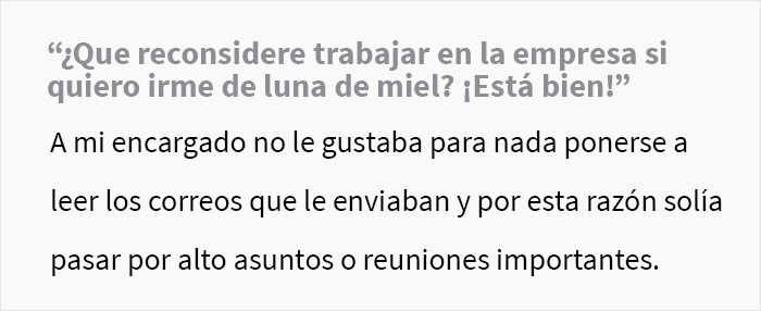 Este jefe se metió en problemas tras negarle a un empleado 3 semanas de vacaciones para su luna de miel