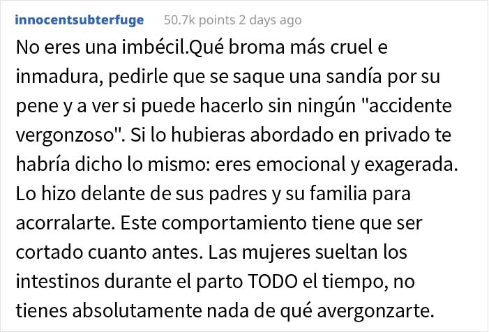 El marido humilla a su mujer delante de toda su familia al burlarse de su vergonzosa experiencia en el parto, y ella termina estallando