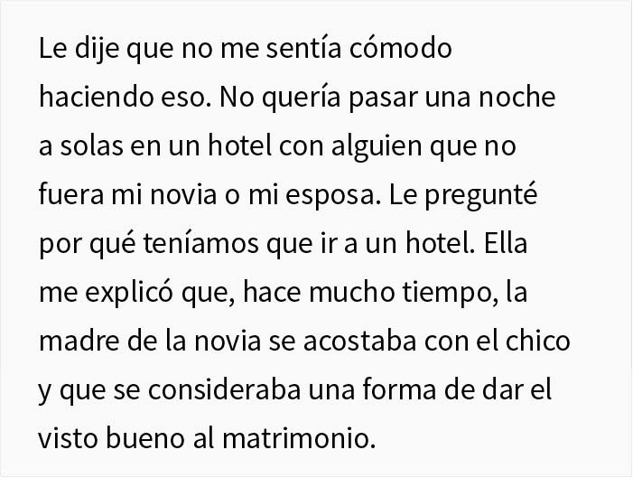 Este novio rechaza la "rara tradición familiar" de la novia de pasar la noche con su madre, y se desata el drama