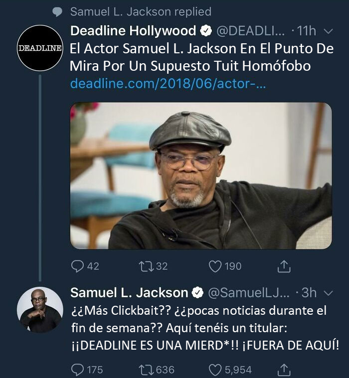 Samuel L Jackson no se tomó nada bien sus tonterías 