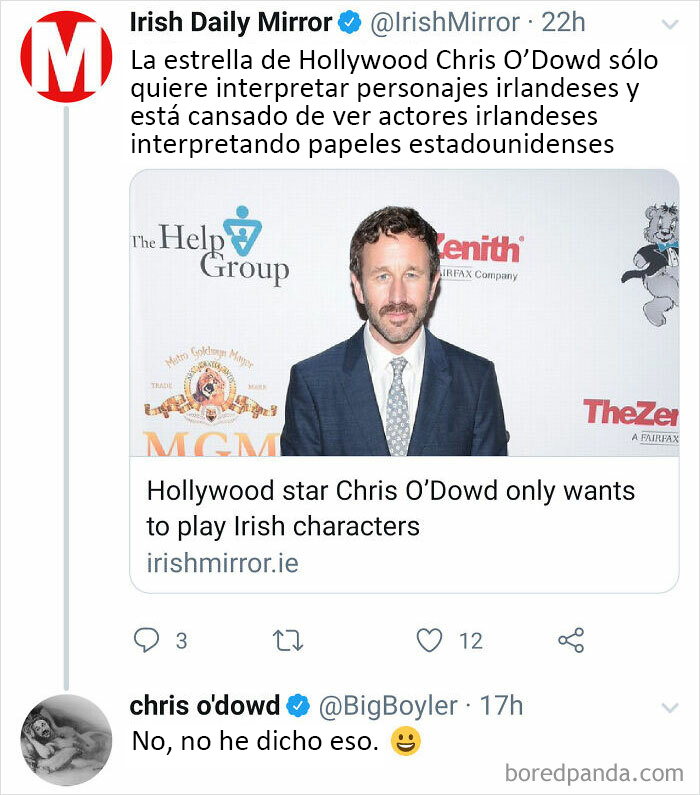 Chris O'dowd llama la atención al Daily Mirror