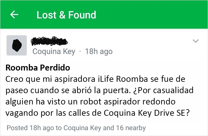 Roomba a la fuga