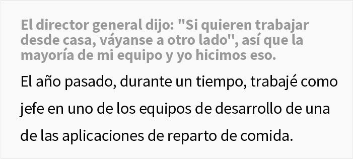 El director de esta empresa dijo a sus empleados que "se fueran a otro lado" si querían trabajar desde casa, y enseguida supieron lo que había que hacer