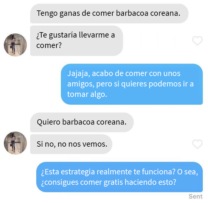 Esta chica de Tinder quería comer barbacoa coreana