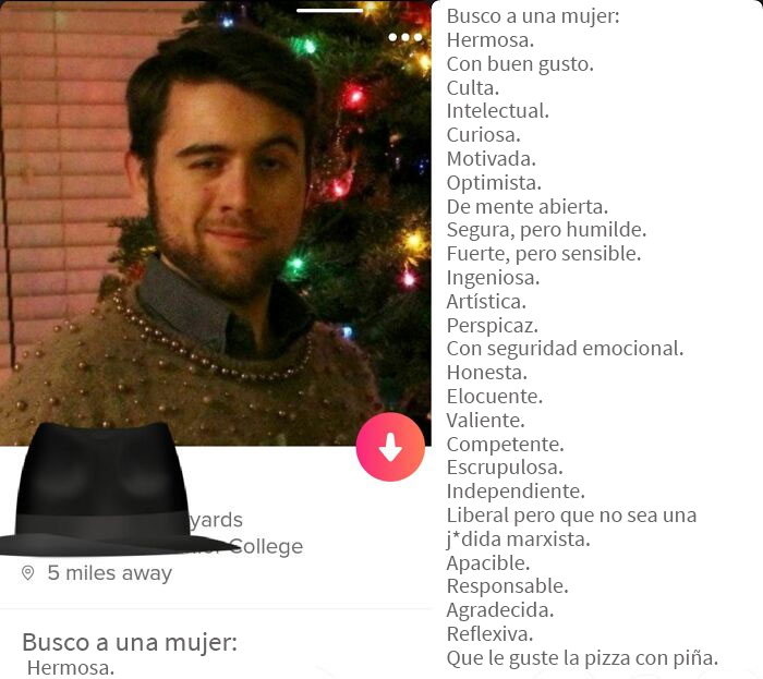 Es Tinder, no un taller de “Crea a tu propia pareja”