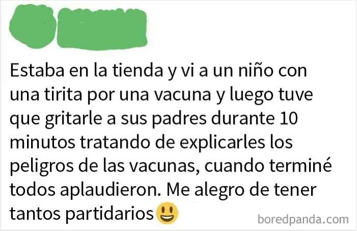 Otro antivacunas recibe "el aplauso"