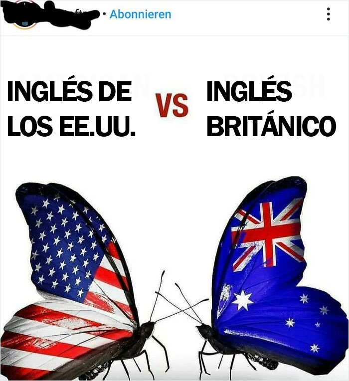 El inglés de los EE.UU. frente al inglés británico *utiliza la bandera australiana*