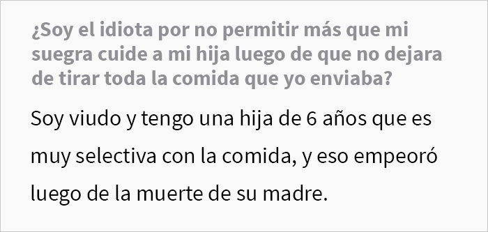 Esta suegra tiraba las comidas que su nieta llevaba a su casa, hechas por su padre con las recetas de su esposa fallecida