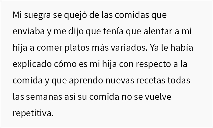 Esta suegra tiraba las comidas que su nieta llevaba a su casa, hechas por su padre con las recetas de su esposa fallecida