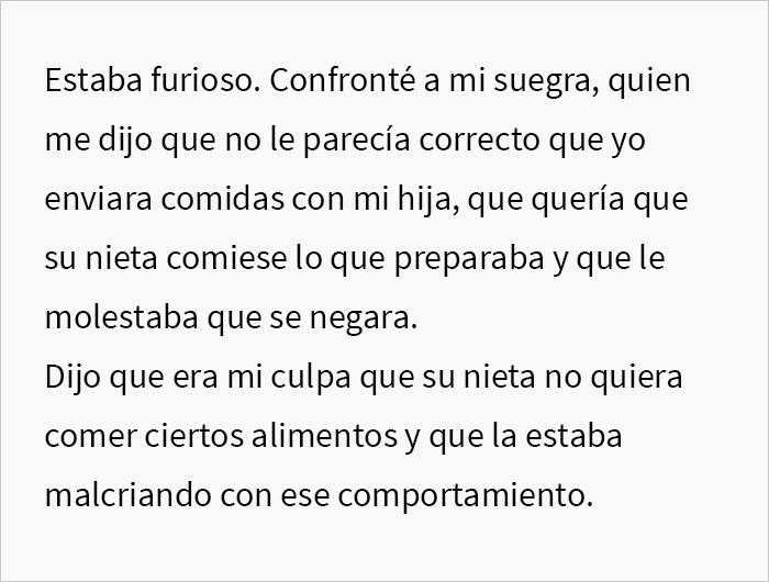 Esta suegra tiraba las comidas que su nieta llevaba a su casa, hechas por su padre con las recetas de su esposa fallecida