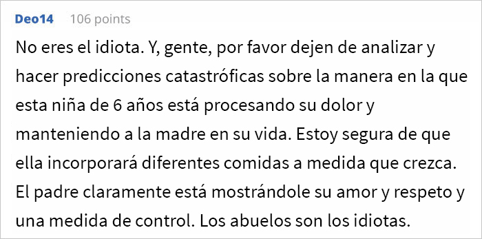 Esta suegra tiraba las comidas que su nieta llevaba a su casa, hechas por su padre con las recetas de su esposa fallecida