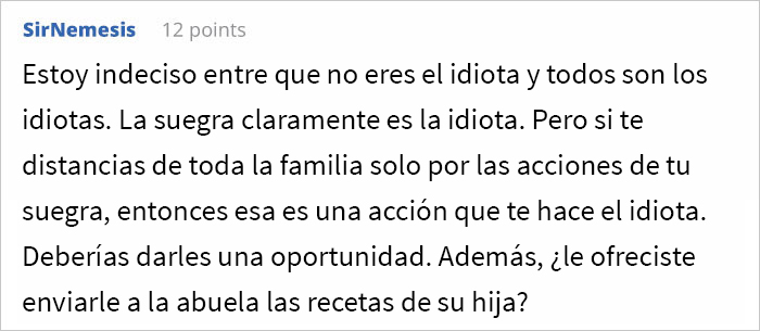 Esta suegra tiraba las comidas que su nieta llevaba a su casa, hechas por su padre con las recetas de su esposa fallecida