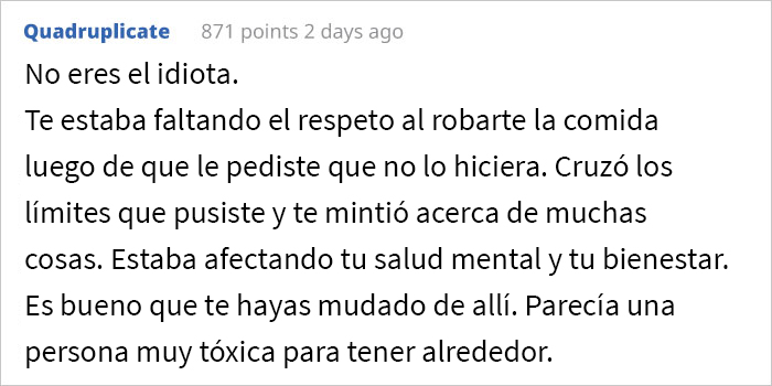 Este chico pidió específicamente a su compañero de piso que no tocara su comida, y se marcha sin avisar cuando no lo cumple