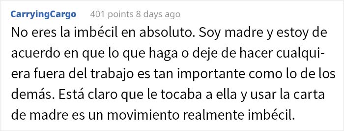 Esta mujer sin hijos se pregunta si es imbécil por mantener sus principios y hacer que su compañera de trabajo se pierda el partido de fútbol de su hijo