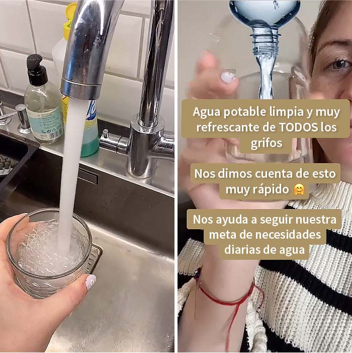 Agua potable limpia de los grifos