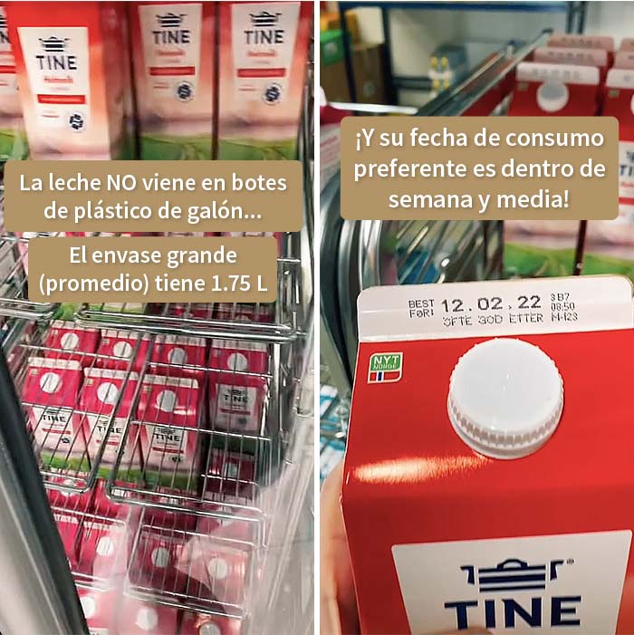 Envases de leche más pequeños con períodos de caducidad más cortos