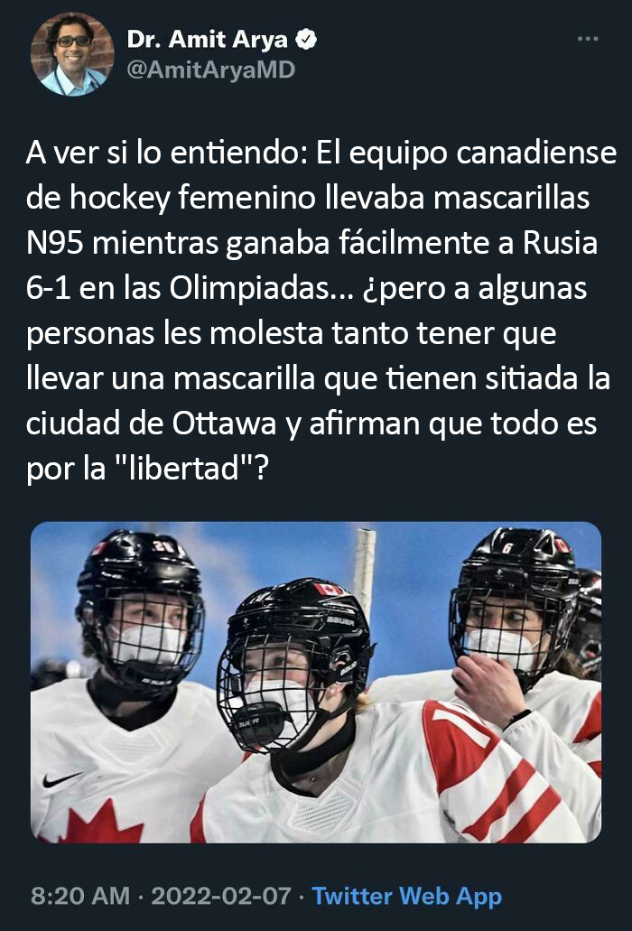 El equipo de hockey femenino canadiense vence a Rusia con mascarillas