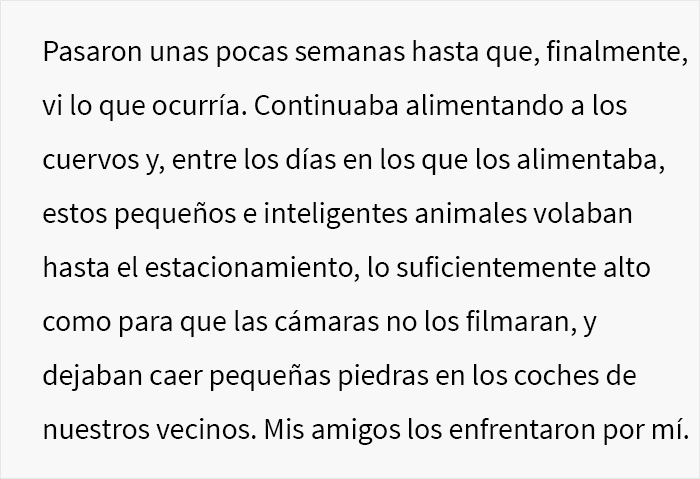 Esta persona vio cómo alguien se vengó de sus vecinos acosadores y descubrió que fueron los cuervos de los que se había hecho amiga previamente