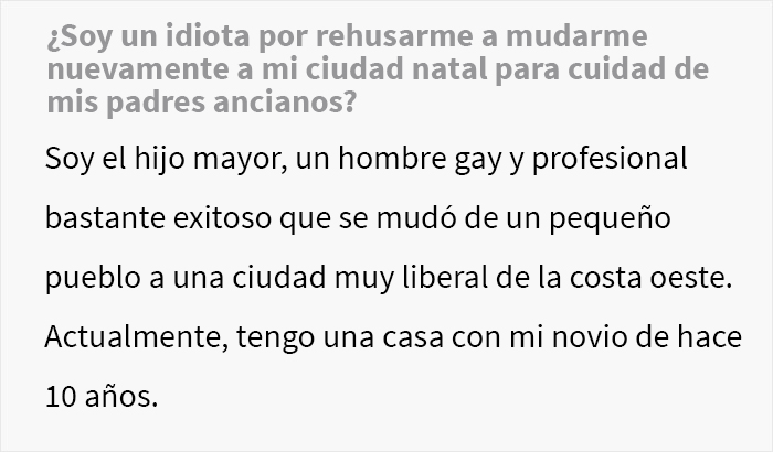 Este hombre gay les dijo a sus padres ancianos que no volvería con ellos debido a los “malos recuerdos” que tenía de su infancia allí, lo que generó un drama familiar