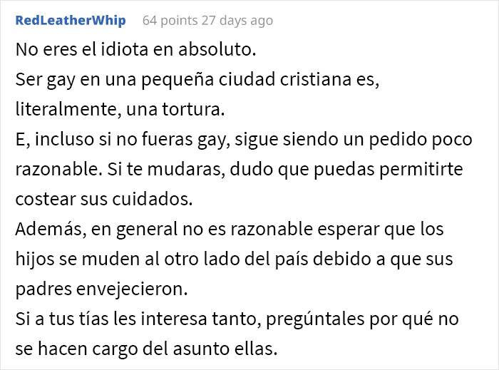 Este hombre gay les dijo a sus padres ancianos que no volvería con ellos debido a los “malos recuerdos” que tenía de su infancia allí, lo que generó un drama familiar